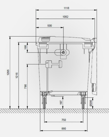 CASSONETTO RACCOLTA RIFIUTI 1100 LT. CON PEDALE