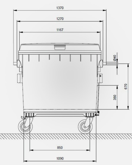 CASSONETTO RACCOLTA RIFIUTI 1100 LT. CON PEDALE